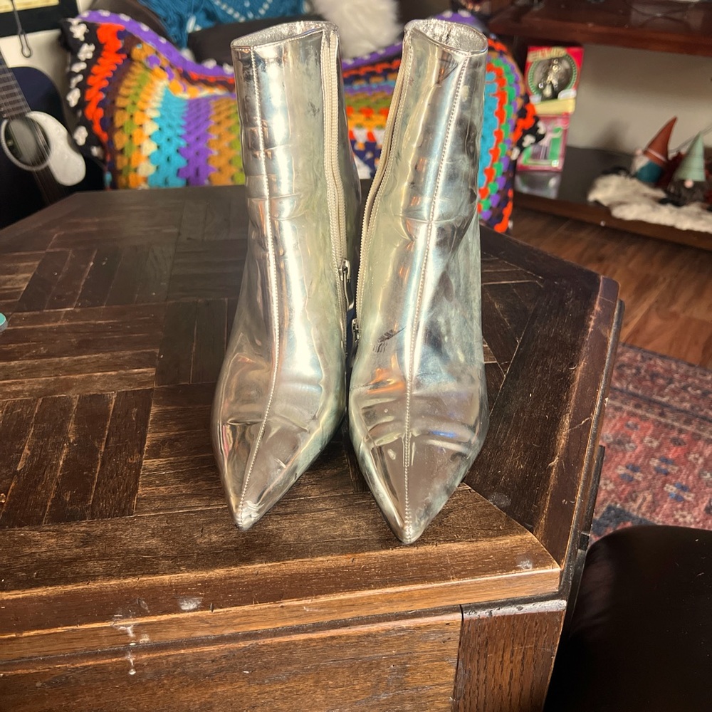 Silver ankle boots